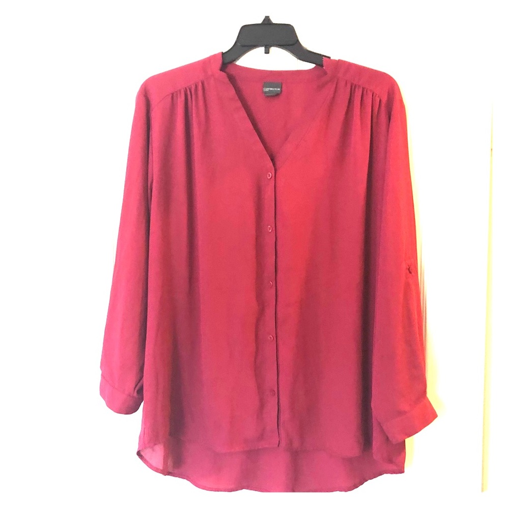 Maroon button up blouse